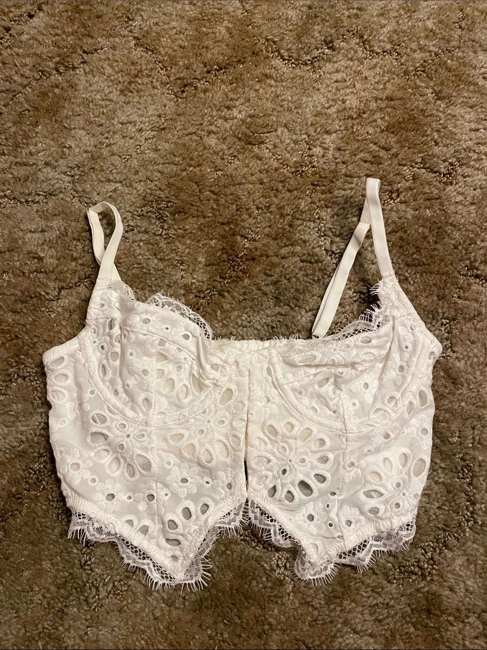 Anthropologie White Corset Lace‎ Top Size XS